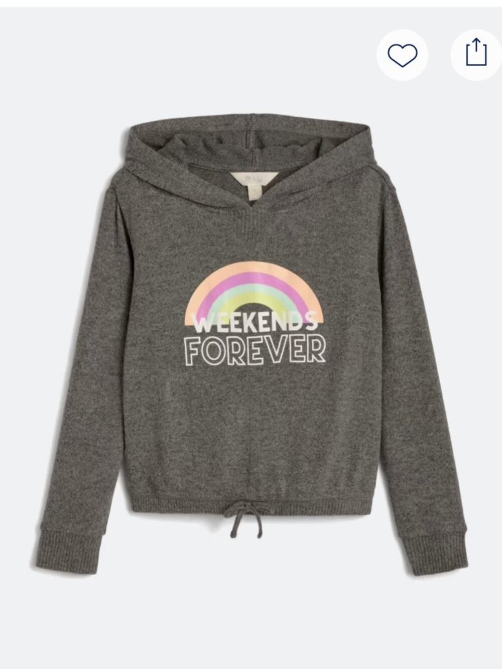 Rumi + Ryder | Girls Hooded Pullover Lightweight | Gray | Large
